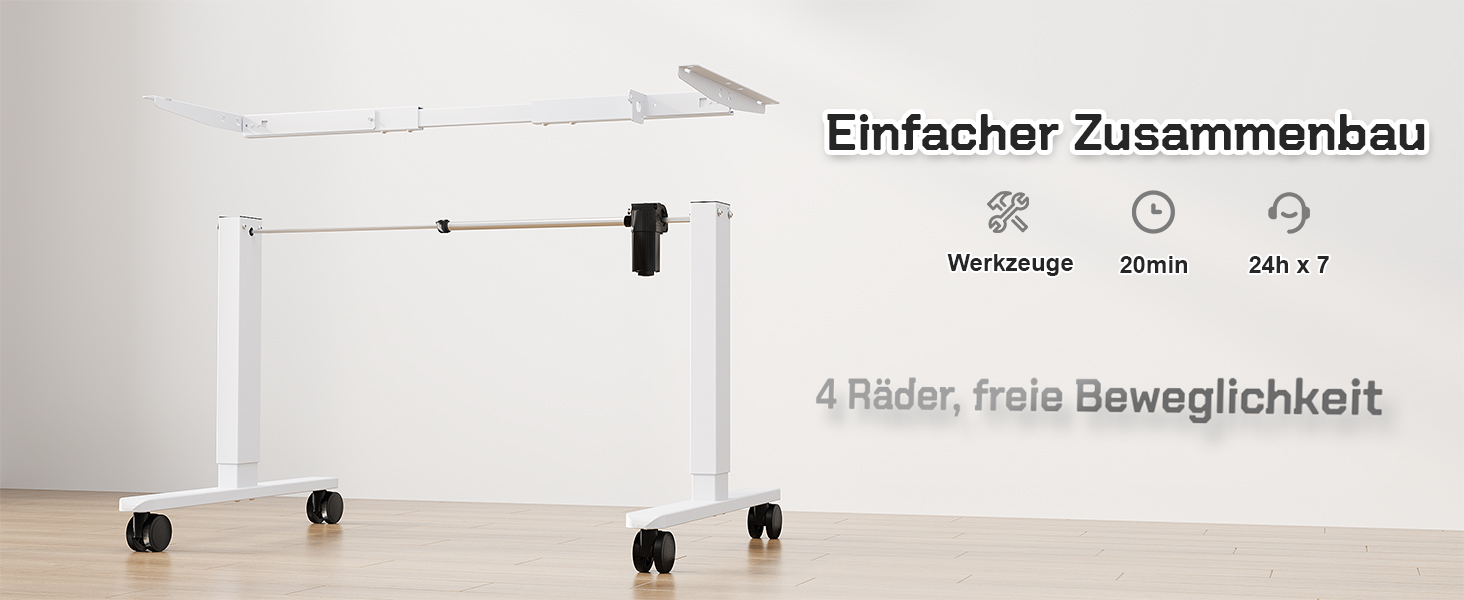 Стіл JUMMICO з регулюванням висоти: міцний каркас, 3 пам'яті, для сидіння та стояння (білий), 100 x 160 см