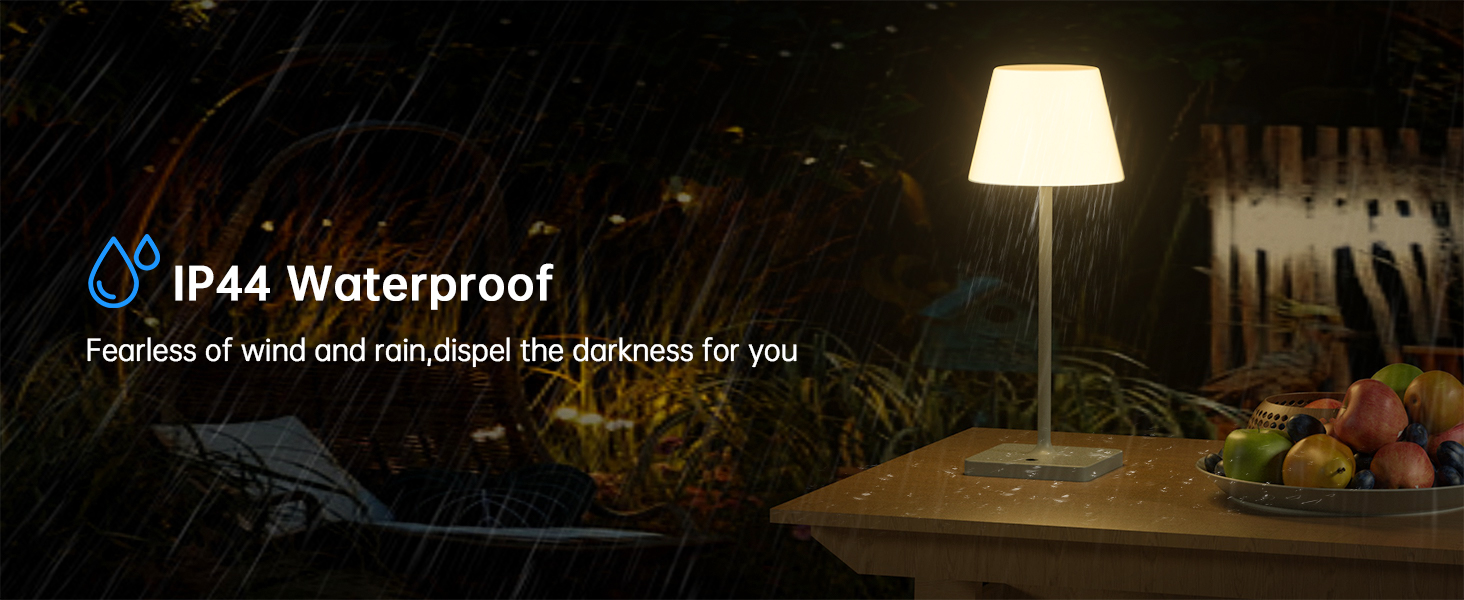 LED лампа настільна акумуляторна бездротова, диммувана, з тач-панеллю, 4000mAh, з функцією павербанку, вологостійка IP44, для дому та вулиці (сіра)