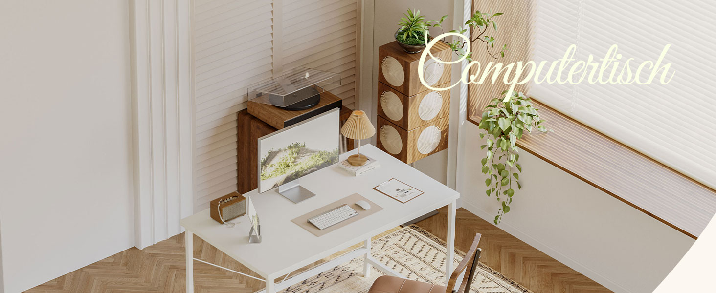 Комп'ютерний стіл Mericonia 120 см, ігровий стіл для невеликих приміщень, білий стіл для дому та офісу, стіл для студентів