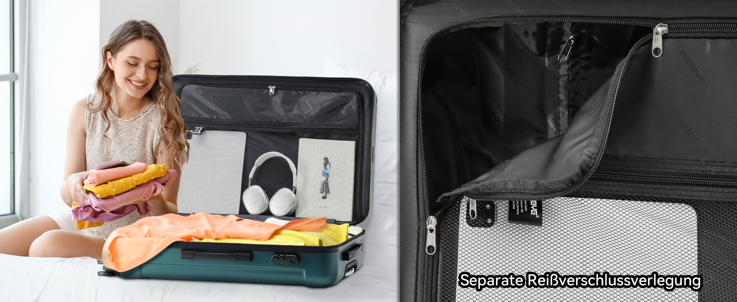 Чохол-валіза Beibye з замком-защіпкою, 4 колеса, комплект 3 шт. (55/66/76 см)