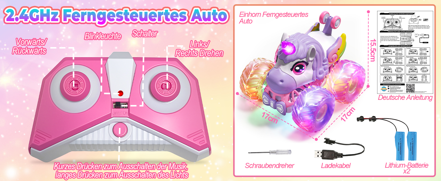 RC Monstertruck 1:20 2.4GHz, рожевий - Динозавр на радіокеруванні 20 км/год, з підйомом, обертанням 360°, LED підсвіткою та музикою для хлопчиків та дівчаток від 3 років