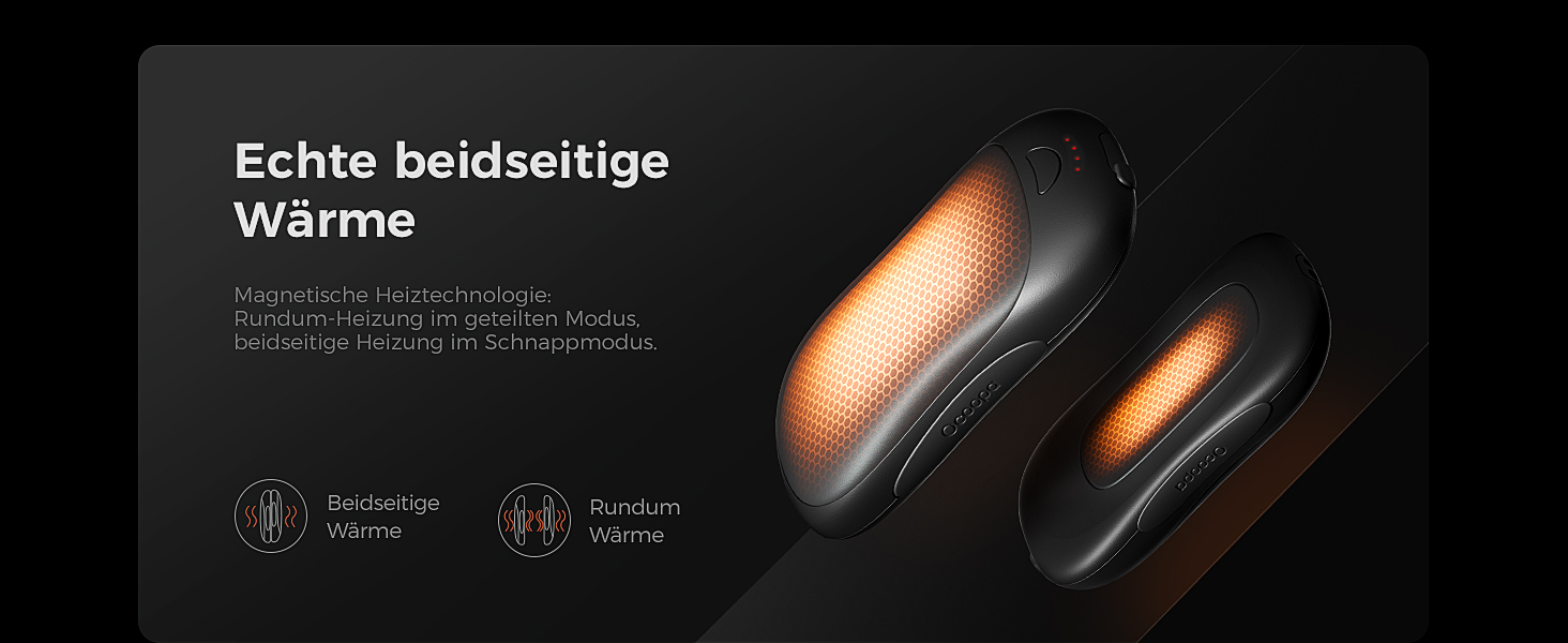 Електричні грілки для рук OCOOPA UT3 PRO 2 шт., 10000mAh, USB Powerbank, багаторазові, 4 режими нагріву, до 58°C, для чоловіків, ідеально для гольфу, полювання та кемпінгу, чорний