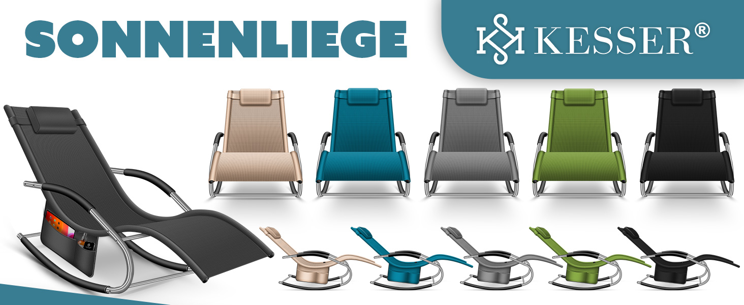 Крісло-шезлонг KESSER® для відпочинку на вулиці | Садове крісло-шезлонг | Стійке до погодних умов, витримує до 150 кг | Бежевий