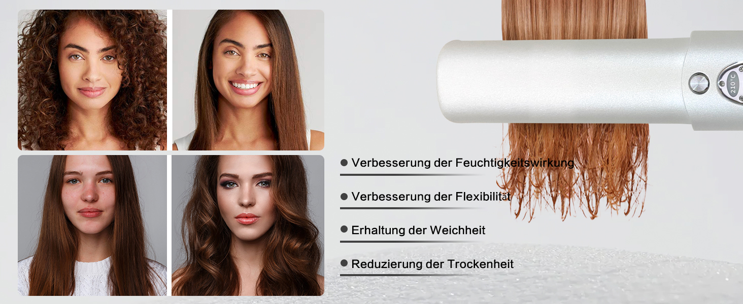 Бездротовий випрямляч для волосся Titan 2-в-1 з акумулятором 5000mAh (випрямляч та плойка) для всіх типів волосся, білий