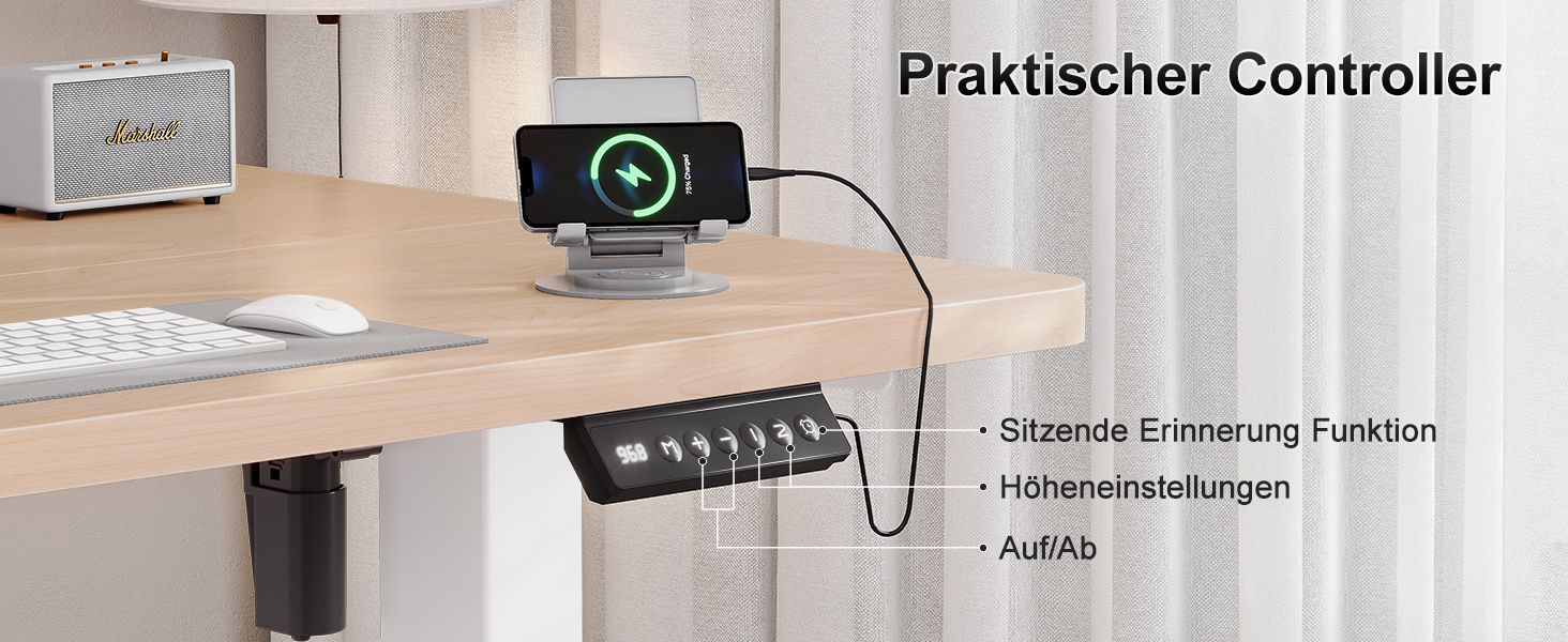 Дитячий електричний стіл Airfish 80x60/140x60 см з регулюванням висоти та функцією пам'яті | Стіл для дому/офісу