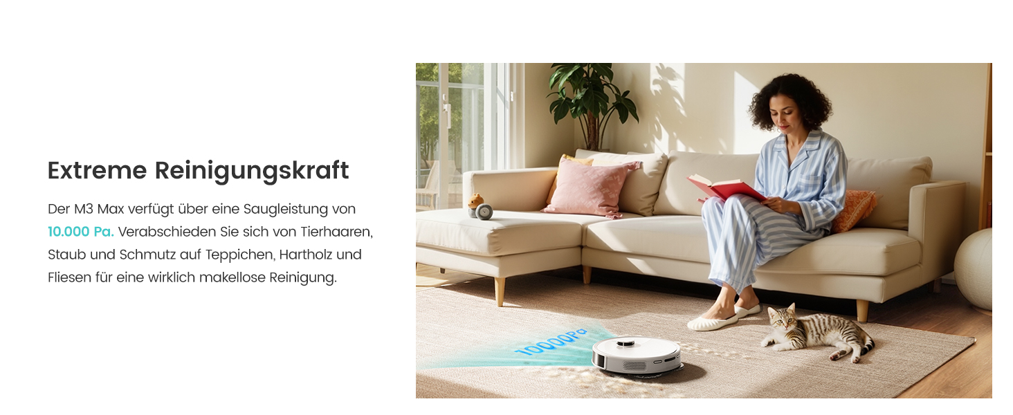 Робот-пилосос LEFANT M3 Gen1 з автопорожненням, 10000 Pa, функція вологого прибирання, навігація dToF, уникнення перешкод 190°PSD, 220 хв роботи