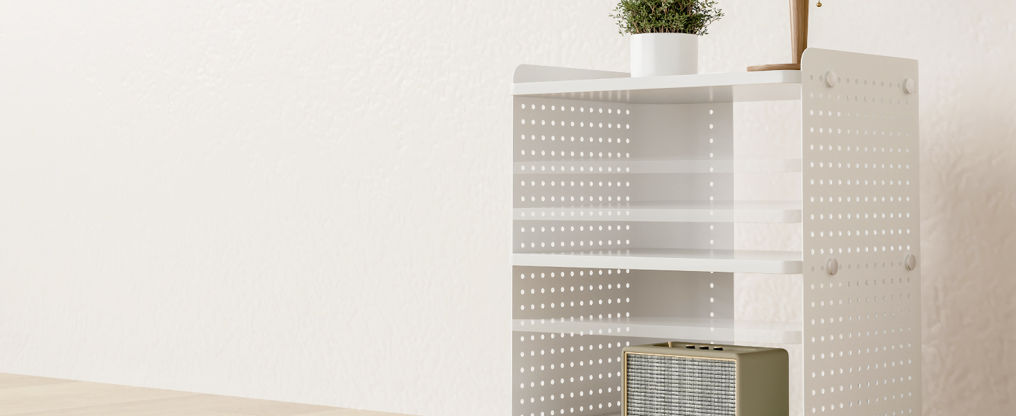 Стіл для принтера Fenge на колесах з органайзером, 3 яруси, білий (45.3x33.5x53.5 см)