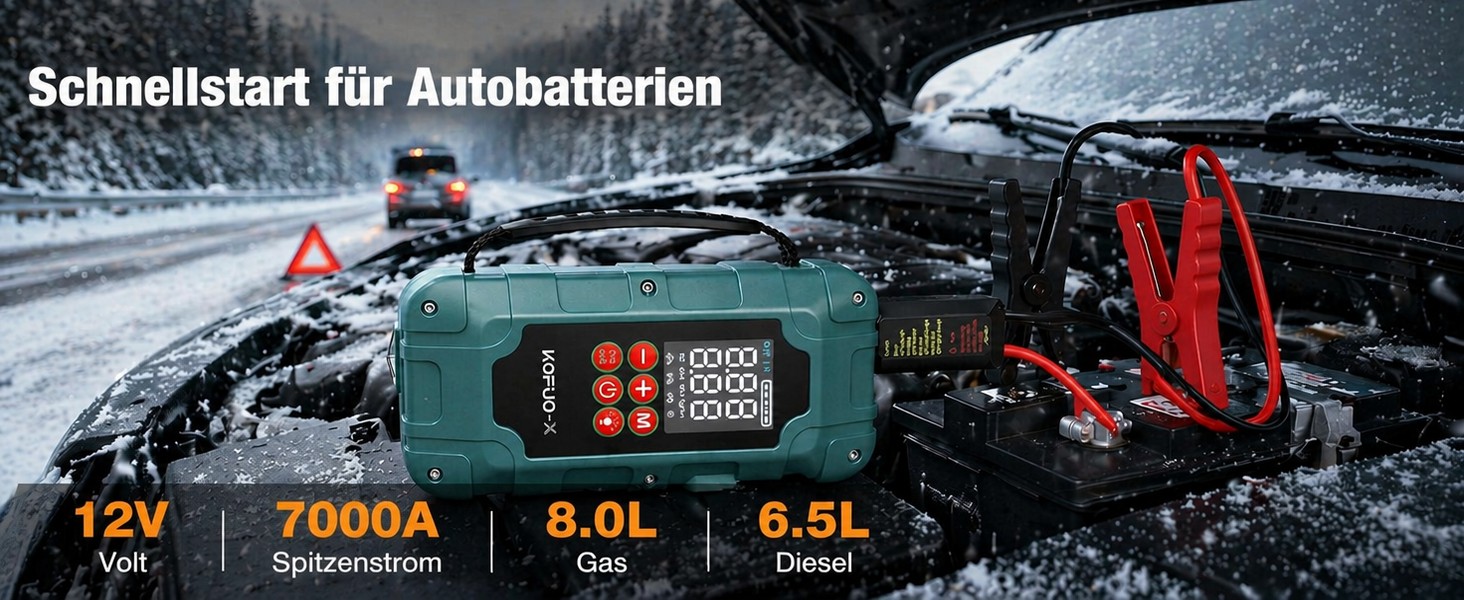 Пусковий пристрій (бустер) 7000A з компресором для автомобіля 12V, Powerbank, колір A-Зелений