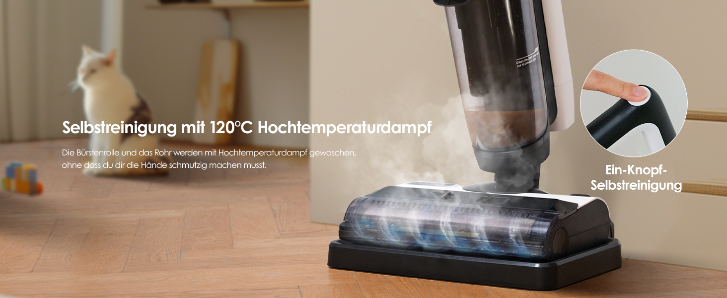 Tineco Floor ONE iFloor 5 Steam: Пилосос 2-в-1 для вологого та сухого прибирання з гарячим повітрям, 20 кПа, 40 хв роботи