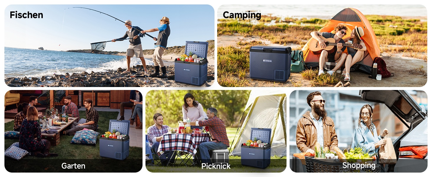 Автомобільний холодильник AAOBOSI 50л: Електричний компресорний кулер IPX4, -20°C/+20°C для авто, вантажівки, кемпінгу, подорожей