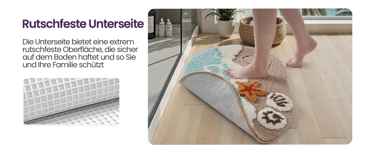 Килимок для ванної кімнати DEXI Ovale Beige, 61 x 110 см, з антиковзким покриттям та малюнком 'Морські зірки'