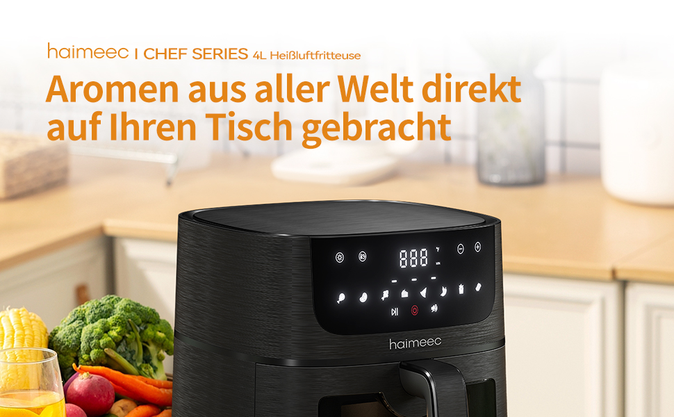 Фритюрниця повітряна 4л з вікном, без олії, 8-в-1, 30-200°C, 78 рецептів, антипригарне покриття, 60db