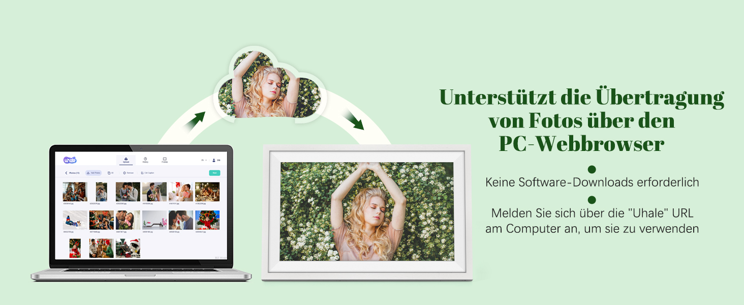 Цифровий фоторамка Eptusmey з Wi-Fi, 10.1 дюймів, корпус з дуба, 32GB, HD IPS сенсорний екран 1280x800, відтворення фото/відео через Uhale APP, подарунок для чоловіків та жінок, колір: білий дуб