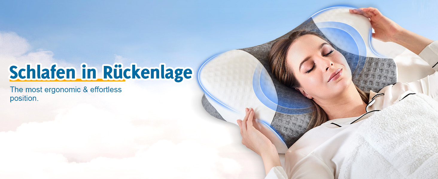 Ортопедична подушка для шиї з Memory Foam - ергономічна подушка для голови проти болю в шиї, регульована за висотою для тих, хто спить на боці, з дихаючим чохлом для здорового сну, білий, 60 x 35 см