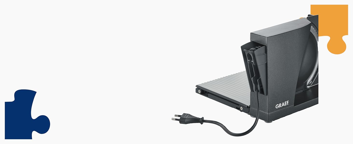 Складаний універсальний слайсер GRAEF MYtiny MT1006, металевий корпус, гострий ніж 170 мм, регулювання товщини нарізки 0-15 мм, 170 Вт, Made in Germany