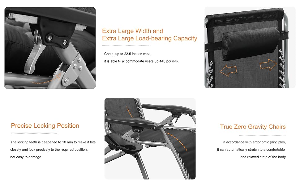 Розкішна лежанка для відпочинку: велика, складана, для саду, патіо, пляжу, басейну, з подушкою, витримує до 200 кг (чорна)