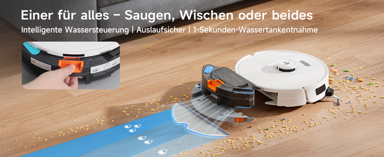 Робот-пилосос Redkey R11 з функцією миття, 20000Pa, док-станція 4L, захист від намотування волосся, LiDAR навігація, керування через додаток, для килимів та шерсті тварин