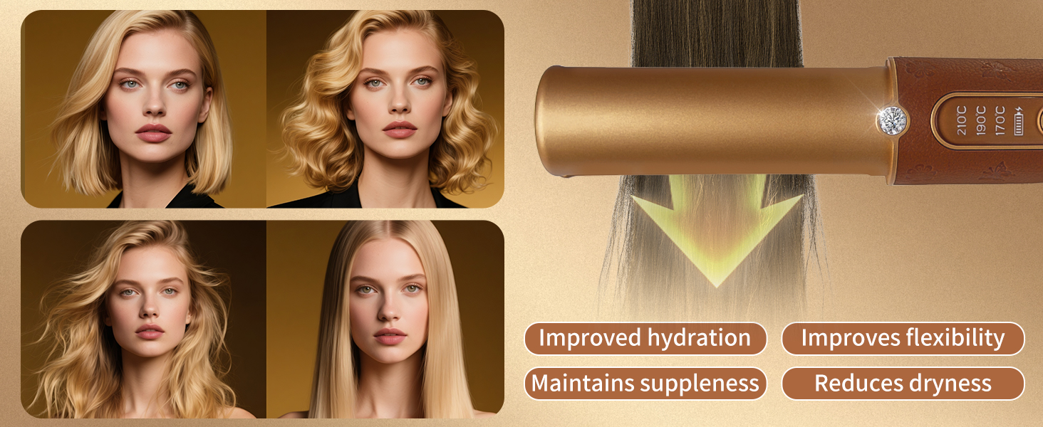 Бездротовий випрямляч для волосся Urban Ol Titan з акумулятором 5000mAh: 2-в-1, портативний міні-випрямляч для локонів та вирівнювання, швидкий нагрів до 204°C (410°F)