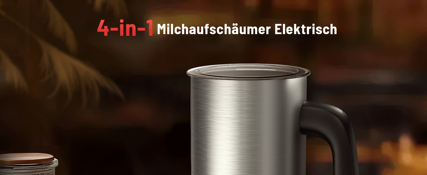 Електричний спінювач молока PARIS RHÔNE 4-в-1, 300 мл, індукція, антипригарне покриття, бездротовий, срібний