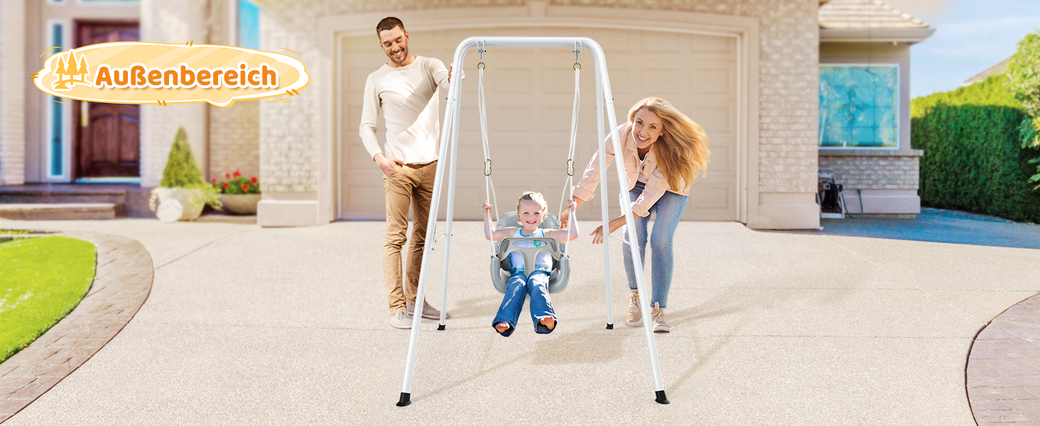 Набір 4-в-1: гойдалка та дверний вистрибувач для малюків, дитяче гойдалко, металевий складаний стійкий каркас для дому та вулиці, легко збирається та зберігається (білий)