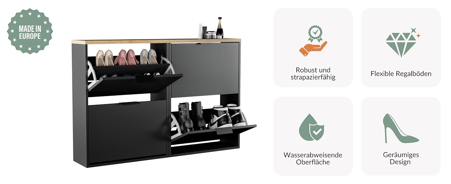 Взуттєва шафа Planetmöbel з 3 стінками, 6 полицями, 60 x 23 x 118 см, білий/сірий колір