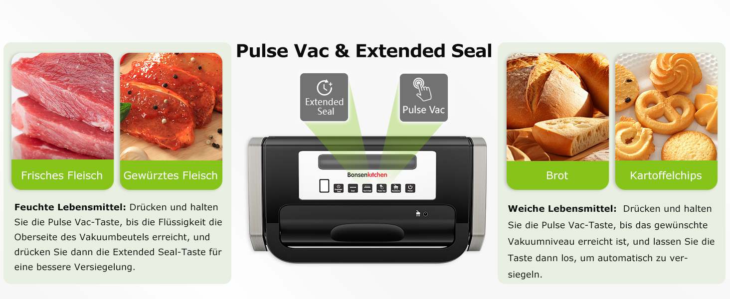 Вакууматор Bonsenkitchen для продуктів, потужний вакуумний пакувальник (15л/хв) з вбудованим різаком та ручкою-фіксатором, чорний