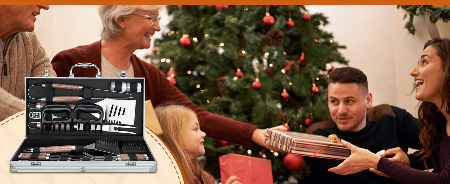 Набір гриль-посуду DRAGON RIOT з нержавіючої сталі, 29 предметів. Преміум-набір аксесуарів для гриля з лопаткою в алюмінієвому кейсі. Ідеальний подарунок для чоловіків, BBQ, Outdoor.