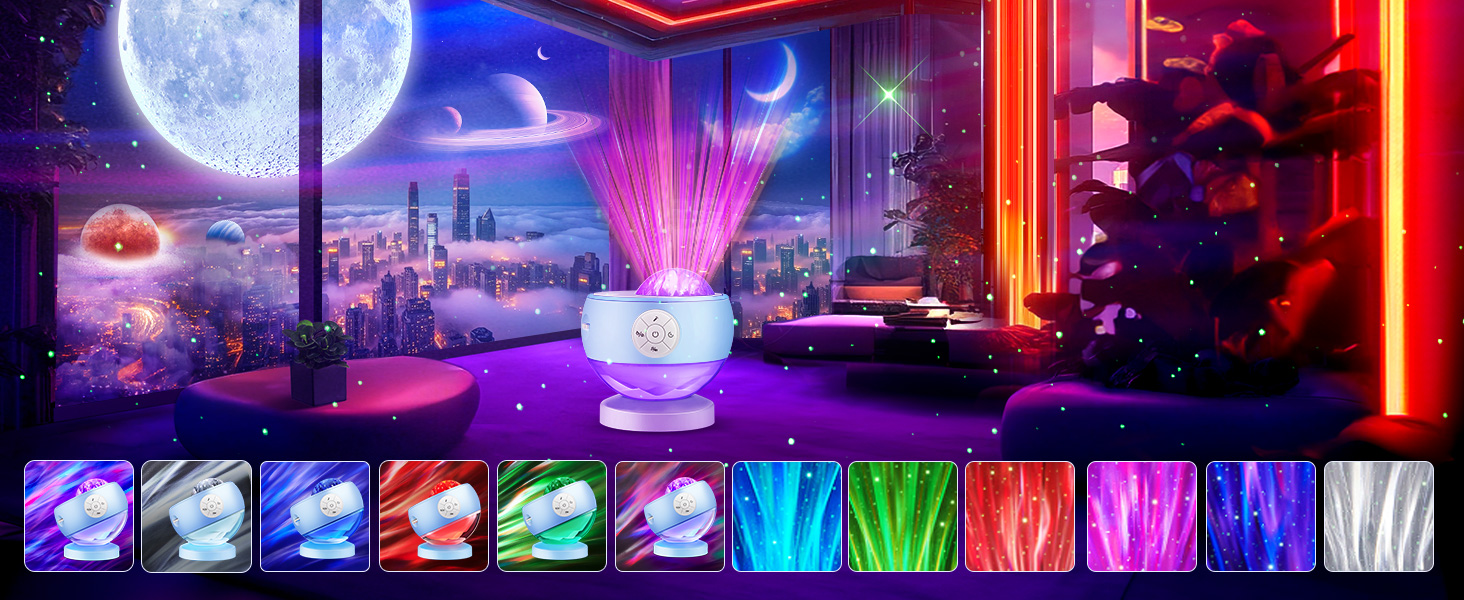 Проєктор зоряного неба Sternenhimmel: подарунок для дівчаток, жінок та хлопчиків. 300 режимів, нічник, Bluetooth, лампа північного сяйва для кімнати (Синій)