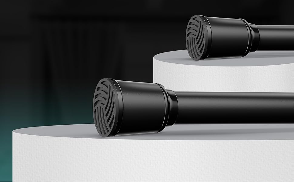 Штанга для штор без свердління 370-420 см, чорна, Ø 32 мм - натяжна штанга для штор, душової кабіни, дверей та шафи