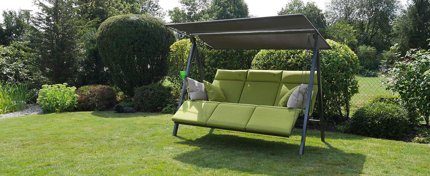 Гойдалка Анґерер Голлівуд Лаунж Смарт – зручна гойдалка для сидіння, відпочинку та сну, з функцією ліжка, легка збірка, Made in Germany, преміум-якість, бежева тканина