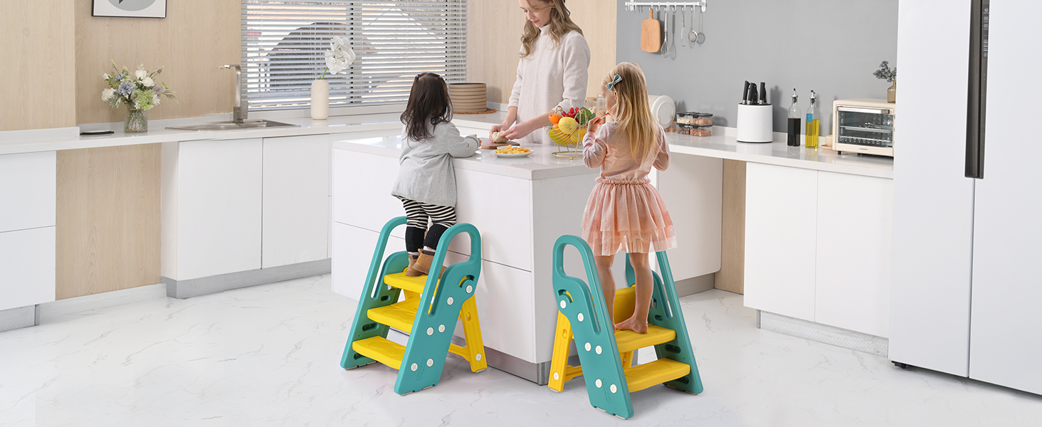 Дитячий трибуз/табурет Onasti, 2-3 сходинки, регульована висота, складаний, багатофункціональний (зелений)