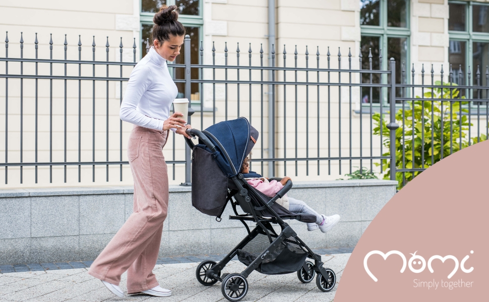 Дитяча коляска MoMi Estelle, 6 місяців+, до 15 кг, з функцією лежання, безпечний 5-точкова система, кошик для покупок та телескопічна ручка