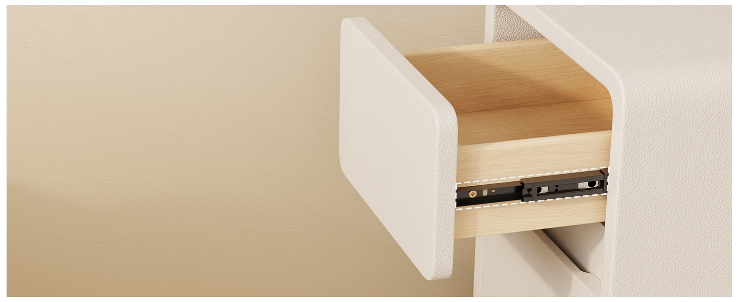 Нічний столик AQIMUELE, білий, з 2 шухлядами, 30 см, без встановлення, шкіряна поверхня