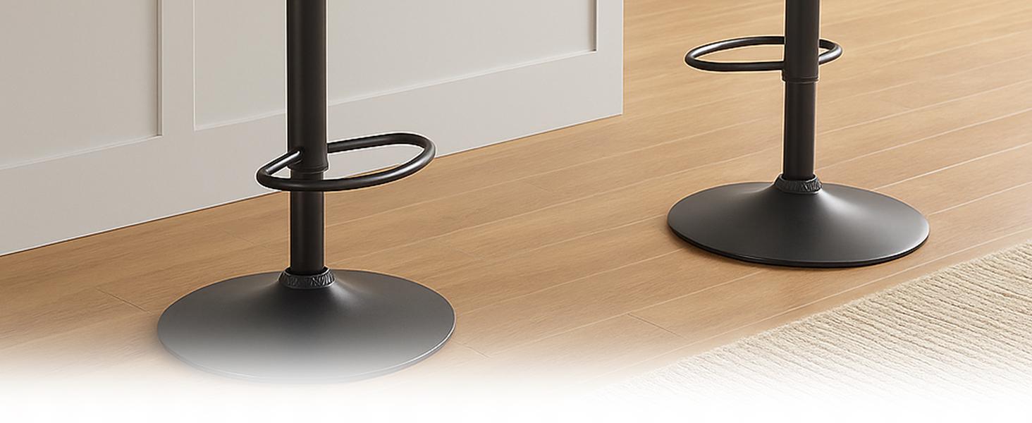 Барний стілець CLP Beverley з штучної шкіри, регульована висота та поворот, дерев'яний табурет з підніжкою, колір: горіх/чорний