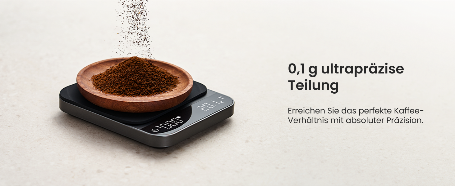 Електрична вага для кави RENPHO з таймером, перезаряджувана, точність 0,1г/3кг, автоматичний таймер, портативна вага для приготування кави Pour-Over та Filter, чорний, 192*167 мм