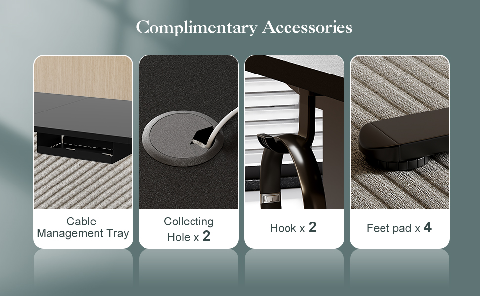 Електричний регульований стіл Airfish з USB-C зарядкою, керуванням кабелів та 3 рівнями пам'яті (білий, чорний), 180 x 80 см