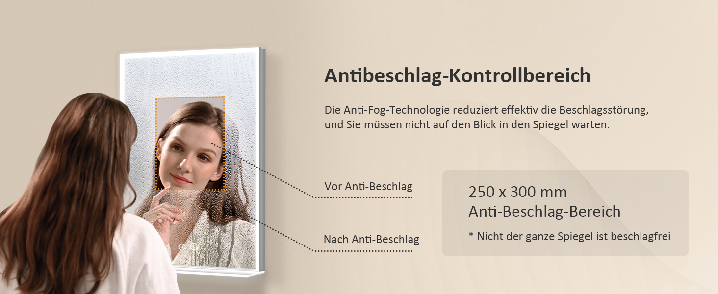 Дзеркало для ванної кімнати EMKE з підсвічуванням 80x60 см, з полицею, антизапар, регульоване холодне біле світло 6500K, сенсорне управління, функція пам'яті