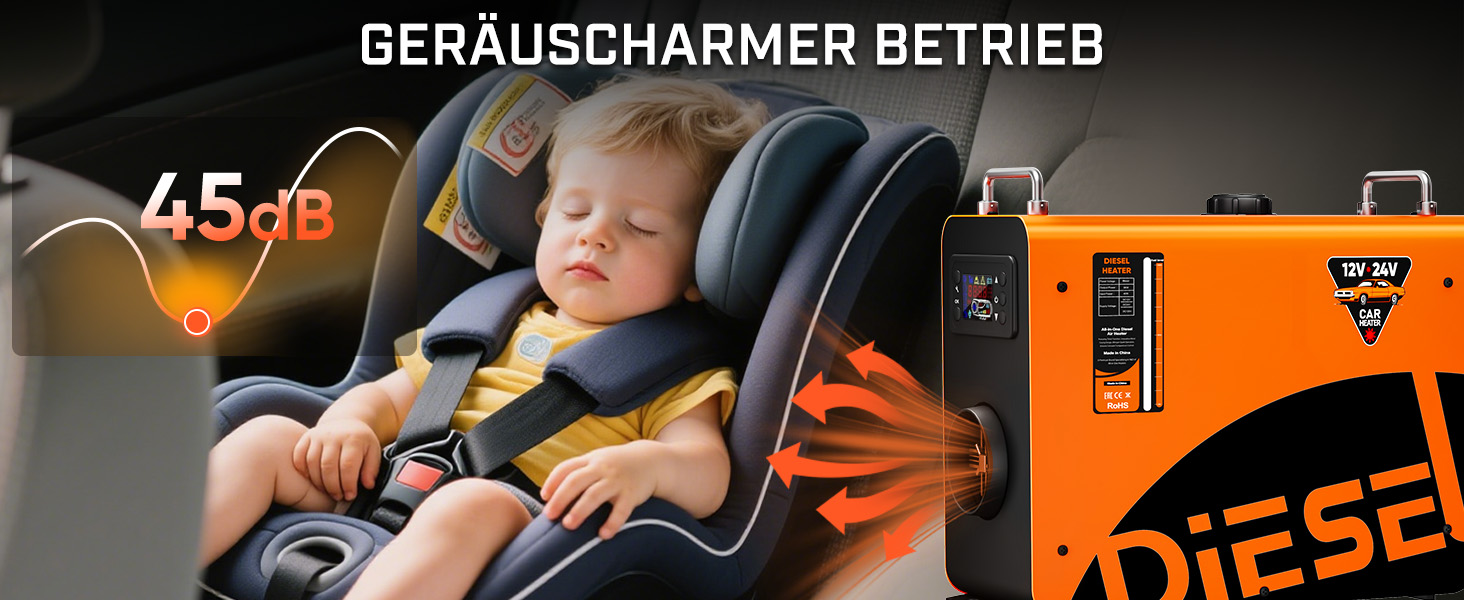 Дизельний опалювач LDHTHOPI 8 кВт, 12/24V з таймером, LCD-дисплеєм та пультом керування. Швидкий нагрів, 4.5L. Економія енергії для гаража, кемпінгу, автодому (Помаранчевий)