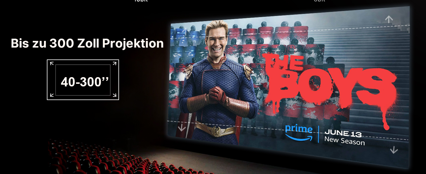 Smart проектор 4K VOPLLS Heimkino: Netflix, 30000 люмен, WiFi 6, Bluetooth, FHD 1080P, Автофокус, Корекція трапеції, Золотий