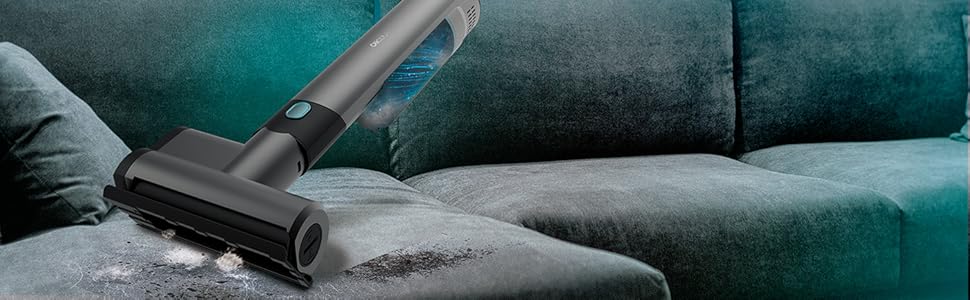 Cecotec Conga Rockstar Micro + Turbo: бездротовий ручний пилосос, 210 Вт, цифровий, 20 кПа, до 40 хв роботи, 2 режими, насадки: 2-в-1, для килимів та матраців, сірий