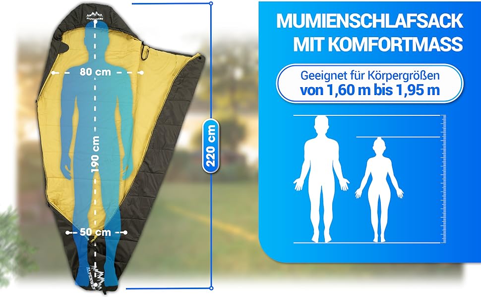 Ультралегкий літній спальний мішок ALPENWERT, водовідштовхуючий, з YKK застібкою та захистом від защемлення, компактний (15x27 см), для кемпінгу та фестивалів, темно-оливковий/гірчичний