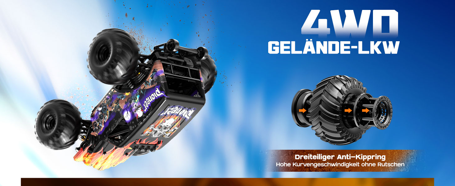 Радіокерований автомобіль 1/14 Brushless 70 км/год, 4WD, амортизатори, 2x LiPo акумулятори, фіолетовий - для дорослих