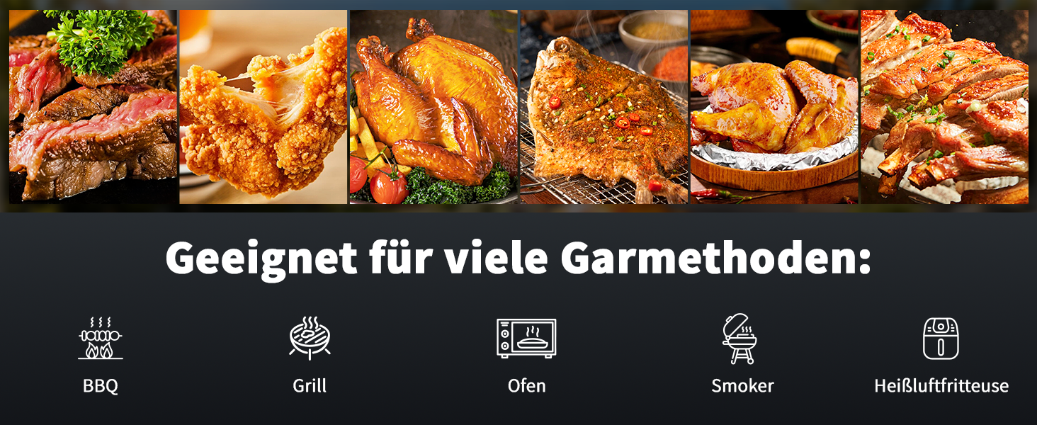 Bluetooth термометр для м'яса Luvan: бездротове підключення, IP67, для BBQ, гриля, духовки та фритюрниці