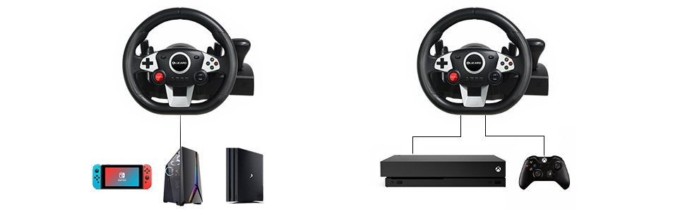 Ігровий кермо VooFun Racing Wheel для PC/PS4/Switch/PS3/Xbox One/Xbox 360 з педалями, 270°, чорний