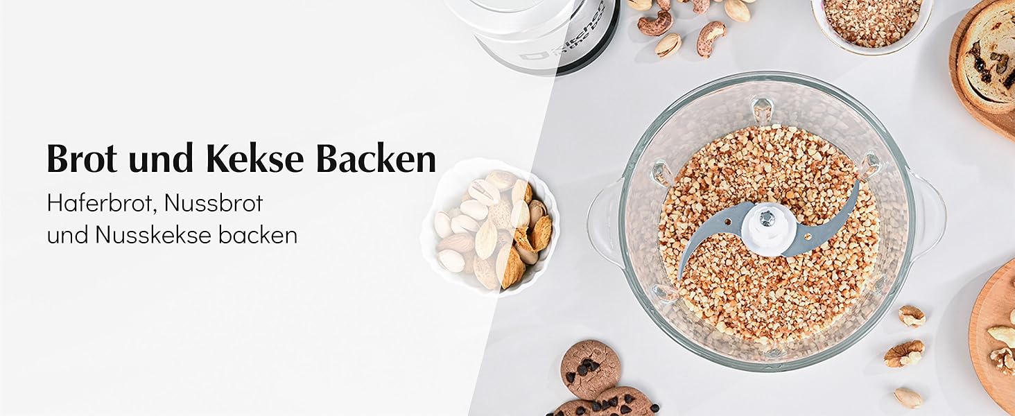 Електричний кухонний подрібнювач Zerkleinerer Küche 400W з 2 чашами (2L+2L) та подвійними лезами з нержавіючої сталі. Подрібнювач для м'яса, овочів, цибулі, фруктів. Срібний колір.