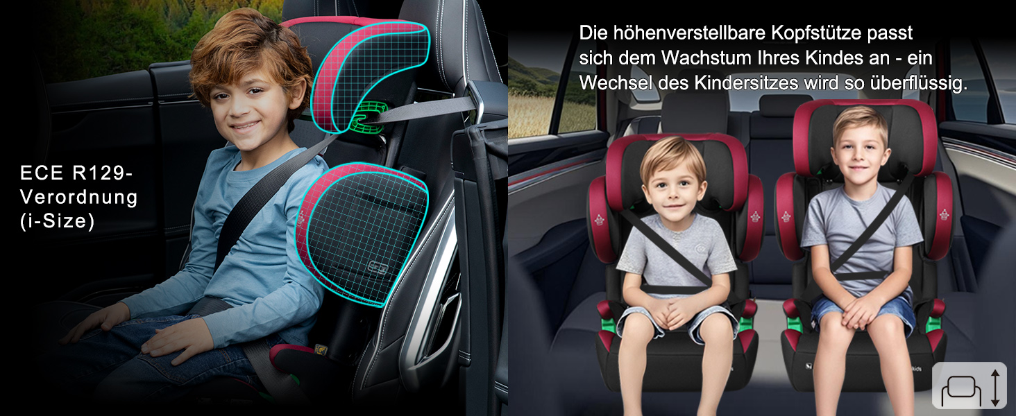 Автокрісло дитяче 15-36 кг з Isofix, i-Size, регульоване, з підстаканником, зелене