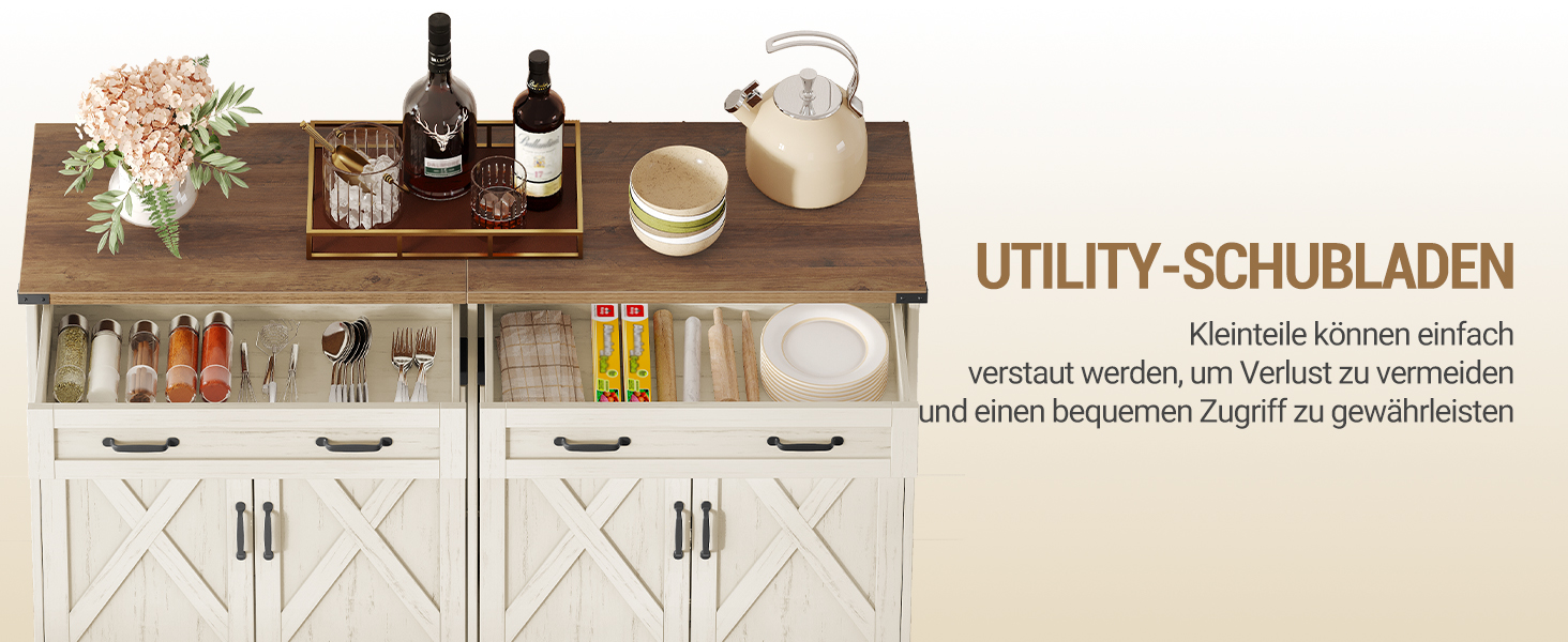 Кухонна шафа Hzuaneri з ящиком та 2 дверцятами, шафа для зберігання, регульовані полиці, стиль кантрі, 40 x 140 x 80 см, вінтажний коричнево-білий колір, SC94814X