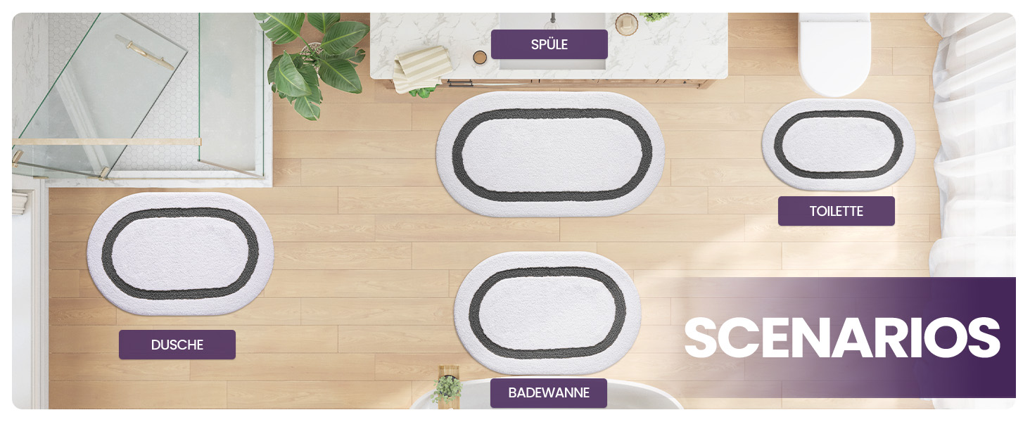 Килимок для ванної кімнати DEXI: неслизький, м'який, машинне прання, 61 x 92 см, сірий