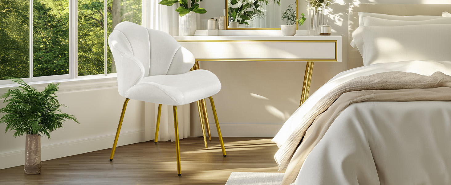 Крісла-черепашки Yaheetech, 2 шт., білі. Сучасні крісла з металевими ніжками, для вітальні, туалетного столика, спальні. Поліестер.