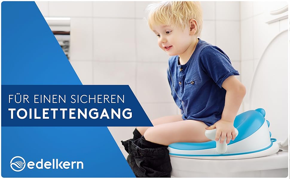 Дитяче сидіння для унітазу Edelkern з ручками та захистом від бризок, до 50 кг, блакитне